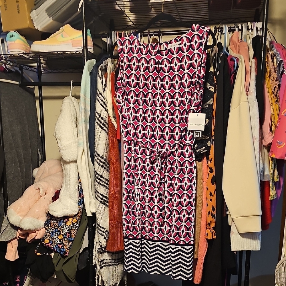 Liz Claiborne Pink and Black Geometric Dress